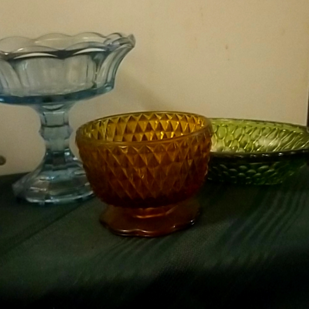 Vintage depression glass candy bowls